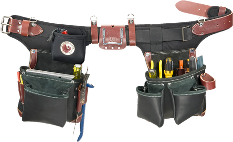 Occidental Leather B9588 Black Adjust-to-Fit Green Builder Tool Bag Set